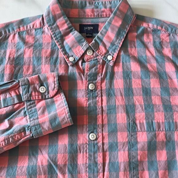 J.Crew Other - J. Crew Cotton Check Pink Grey Button Down Shirt Mens L